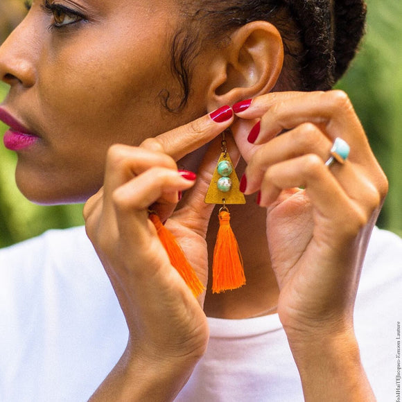 Triangle Tassel Earrings Kreyativ Store Empowering women
